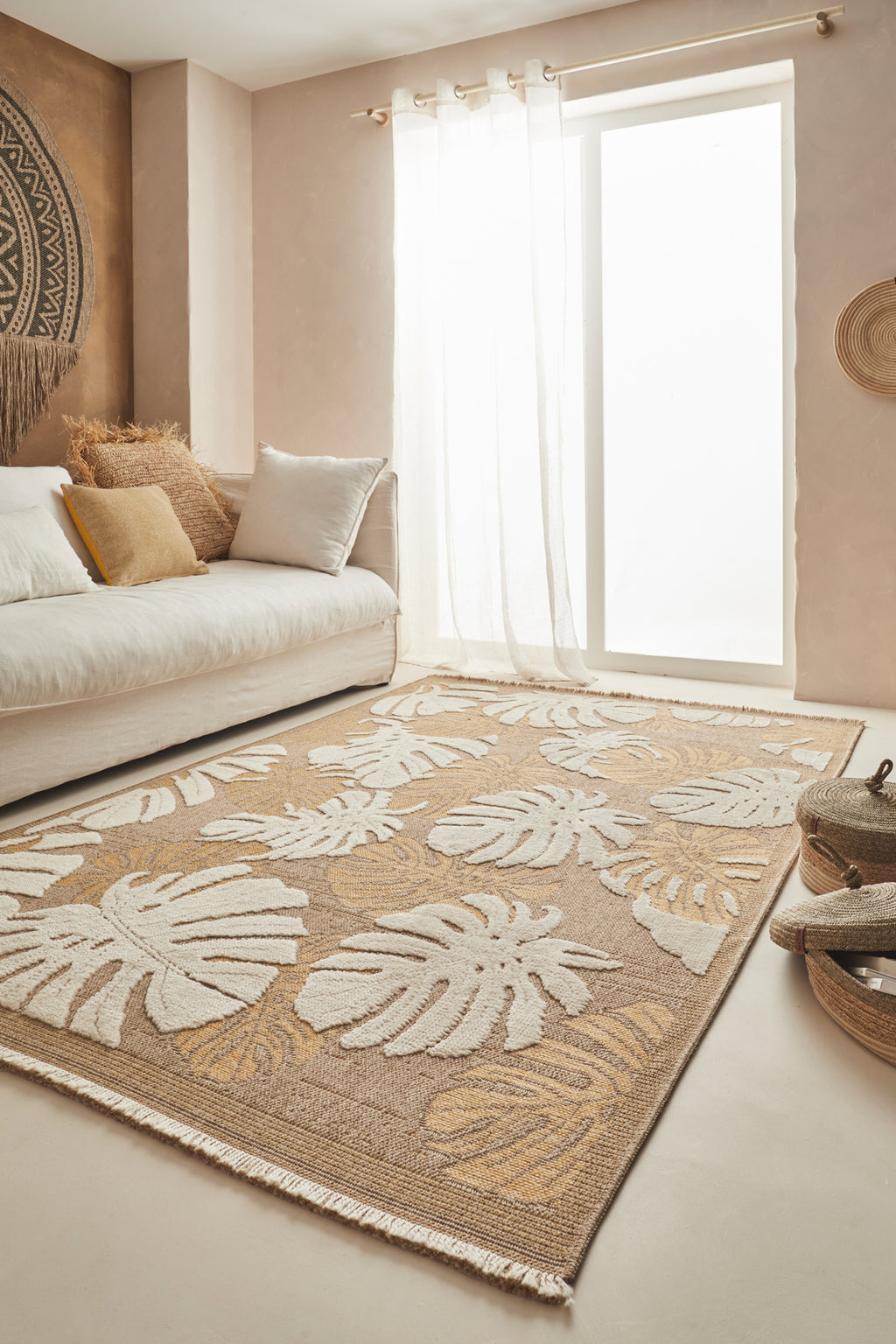 Jute Look Rug Tulum 9062 - Jute Pattern - Yellow - Indoor / Outdoor