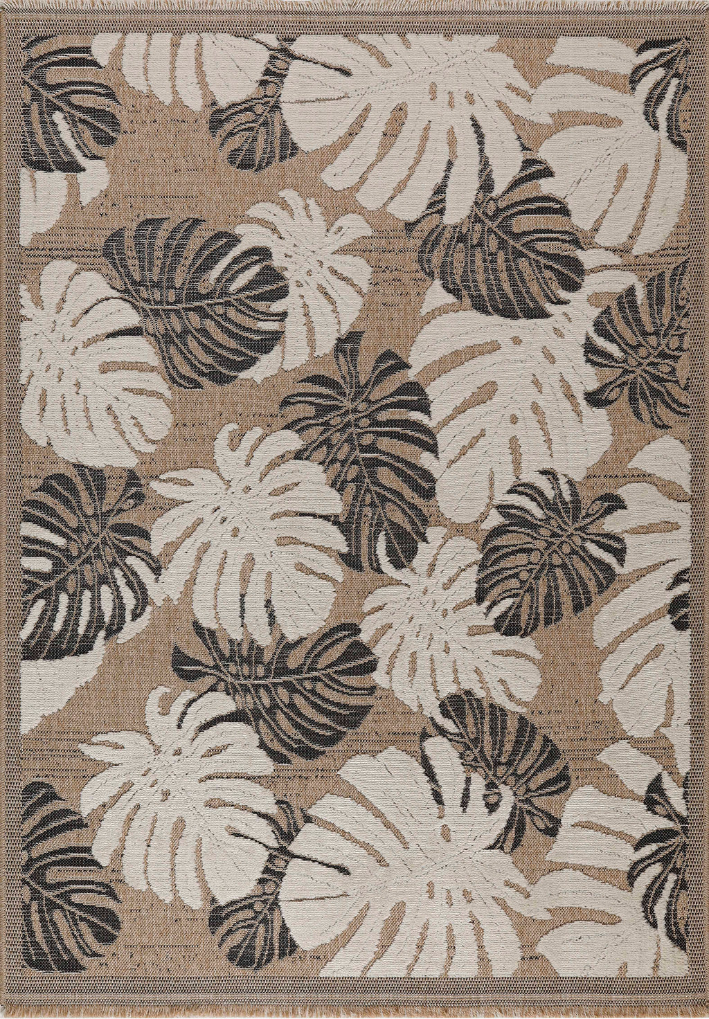 Jute Look Rug Tulum 9062 - Jute Pattern - Black - Indoor / Outdoor
