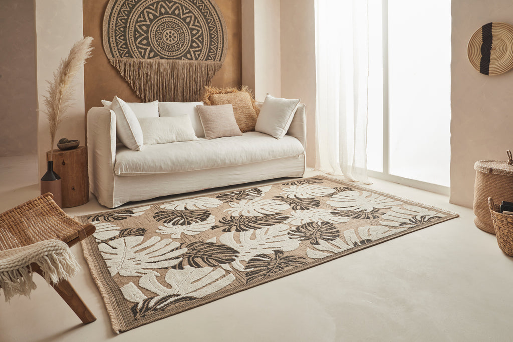 Jute Look Rug Tulum 9062 - Jute Pattern - Black - Indoor / Outdoor