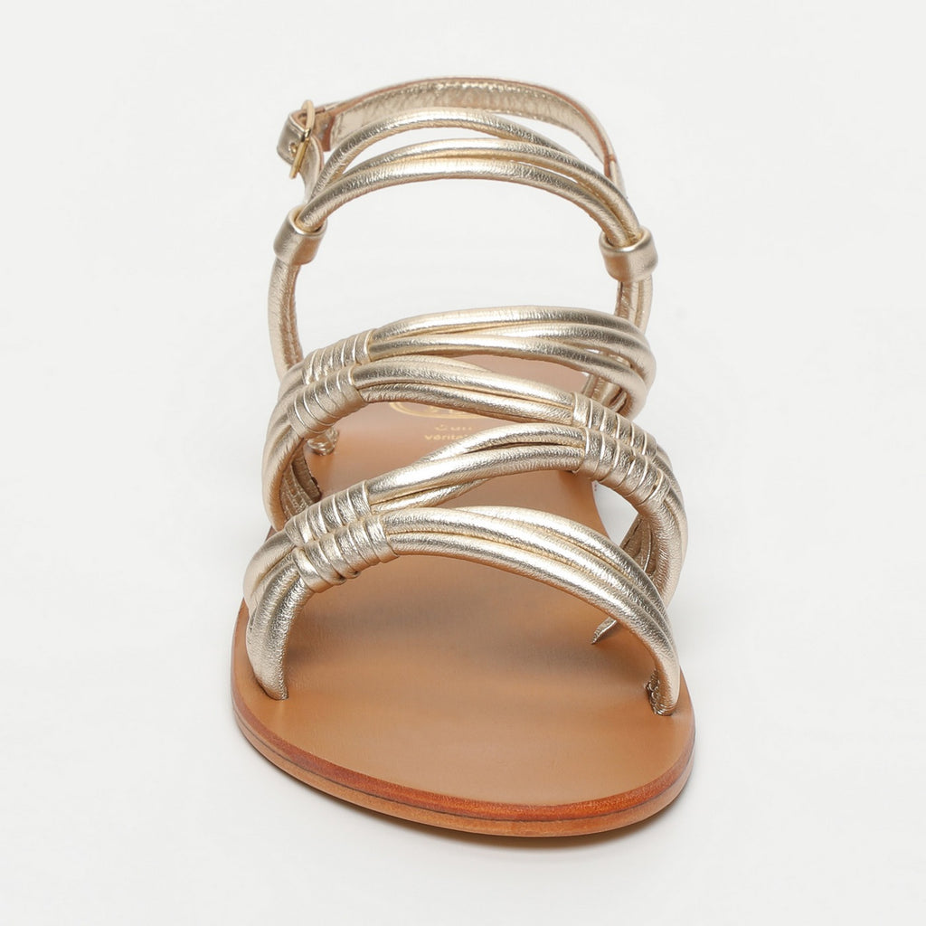 Sandalias Isys - Napa Oveja Dorada (Tiras Tubulares) - Dorado