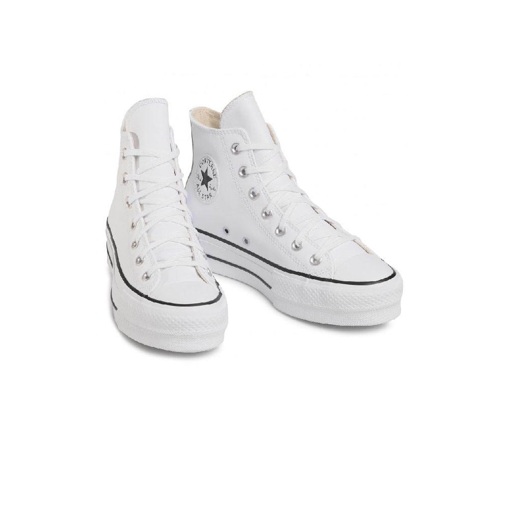 Hi Leather Platform Sneakers - White - Mixed - Converse - The Bradery