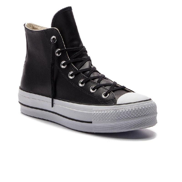 Platform Leather Hi Trainers - Black - Unisex - Converse - The Bradery