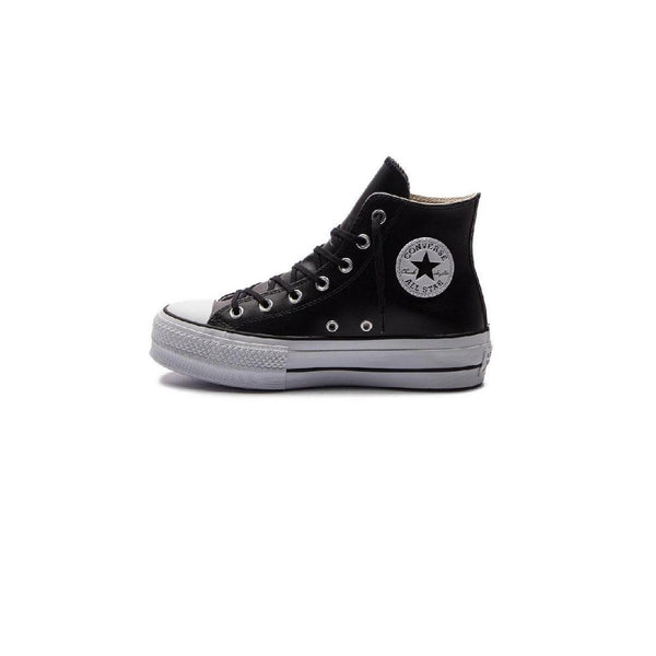 Platform Leather Hi Trainers - Black - Unisex - Converse - The Bradery