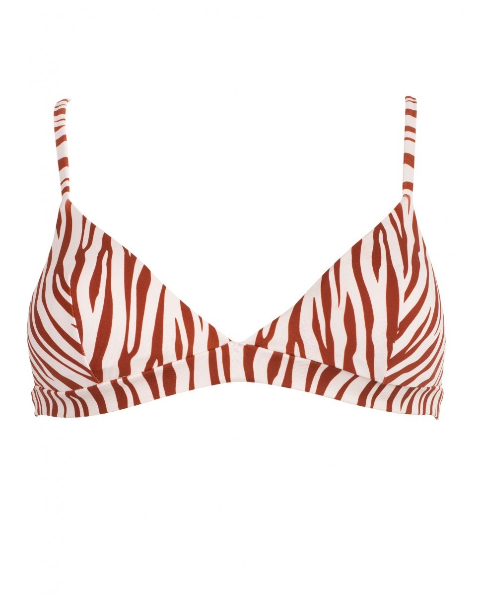 Sporty Zebra Bikini Top - Brown