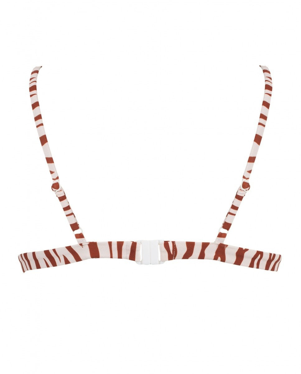 Sporty Zebra Bikini Top - Brown