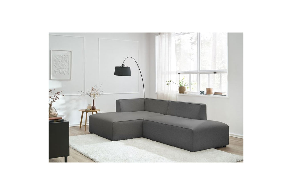 MEGEVE fixed corner sofa in textured fabric - Left-hand corner - BOBOCHIC - The Bradery