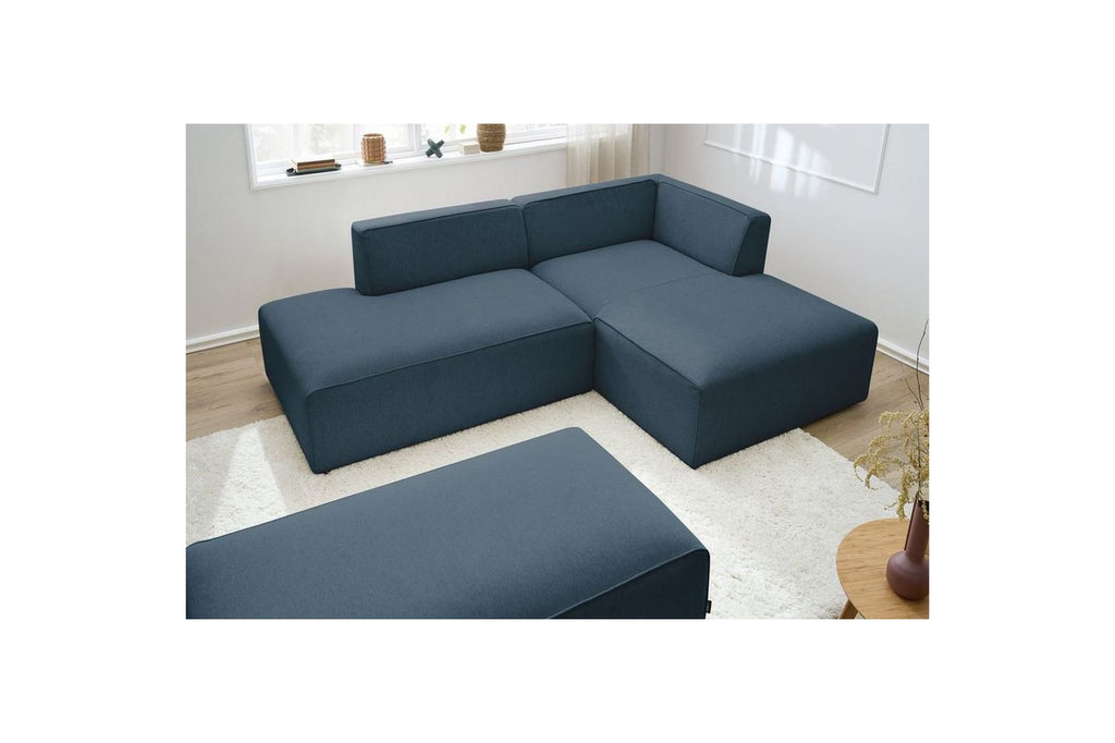 Sofá esquinero fijo modular MEGEVE de tejido liso con puf - Ángulo derecho - BOBOCHIC - The Bradery