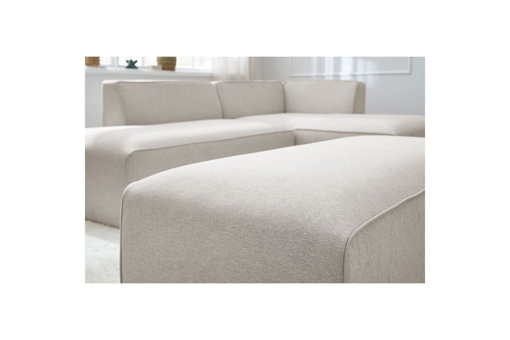 Sofá esquinero fijo modular MEGEVE de tejido liso con puf - Ángulo derecho - BOBOCHIC - The Bradery