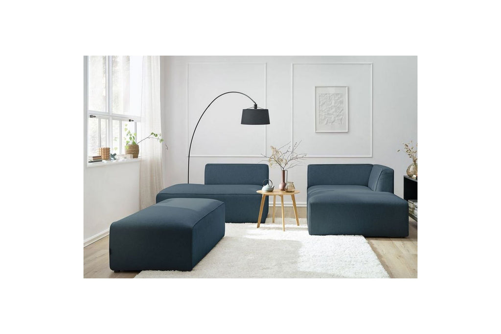 Sofá esquinero fijo modular MEGEVE de tejido liso con puf - Ángulo derecho - BOBOCHIC - The Bradery