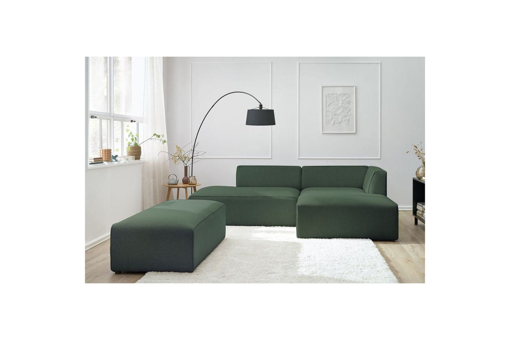 Sofá esquinero fijo modular MEGEVE de tejido liso con puf - Esquina derecha - BOBOCHIC - The Bradery