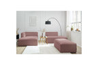 Canapé d'angle fixe modulable MEGEVE tissu lisse avec pouf - Angle gauche - BOBOCHIC - The Bradery