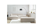 Canapé d'angle fixe modulable MEGEVE tissu lisse avec pouf - Angle gauche - BOBOCHIC - The Bradery