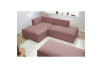 Canapé d'angle fixe modulable MEGEVE tissu lisse avec pouf - Angle gauche - BOBOCHIC - The Bradery