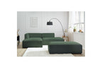 Canapé d'angle fixe modulable MEGEVE tissu lisse avec pouf - Angle gauche - BOBOCHIC - The Bradery