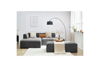 Canapé d'angle fixe modulable MEGEVE tissu lisse avec pouf - Angle gauche - BOBOCHIC - The Bradery