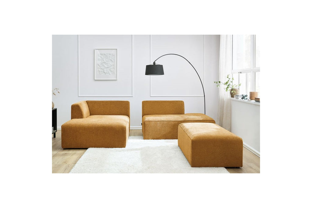 Canapé d'angle fixe modulable MEGEVE tissu texturé avec pouf - Angle gauche - BOBOCHIC - The Bradery