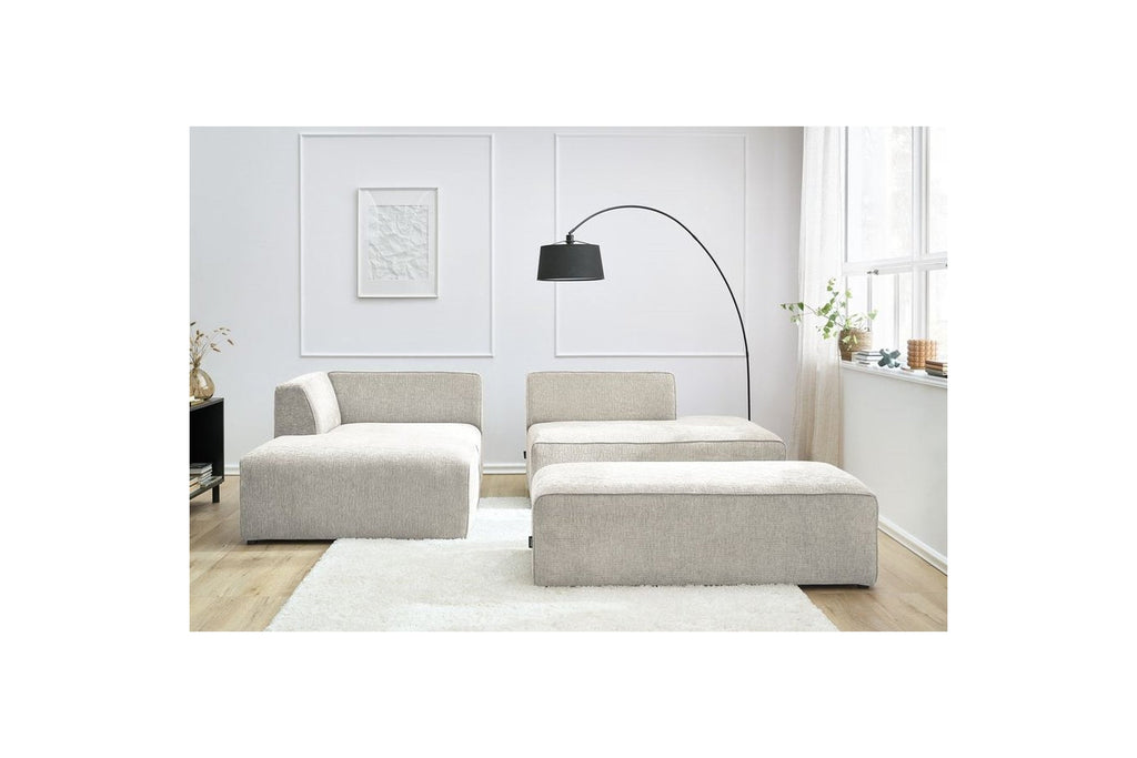 Canapé d'angle fixe modulable MEGEVE tissu texturé avec pouf - Angle gauche - BOBOCHIC - The Bradery