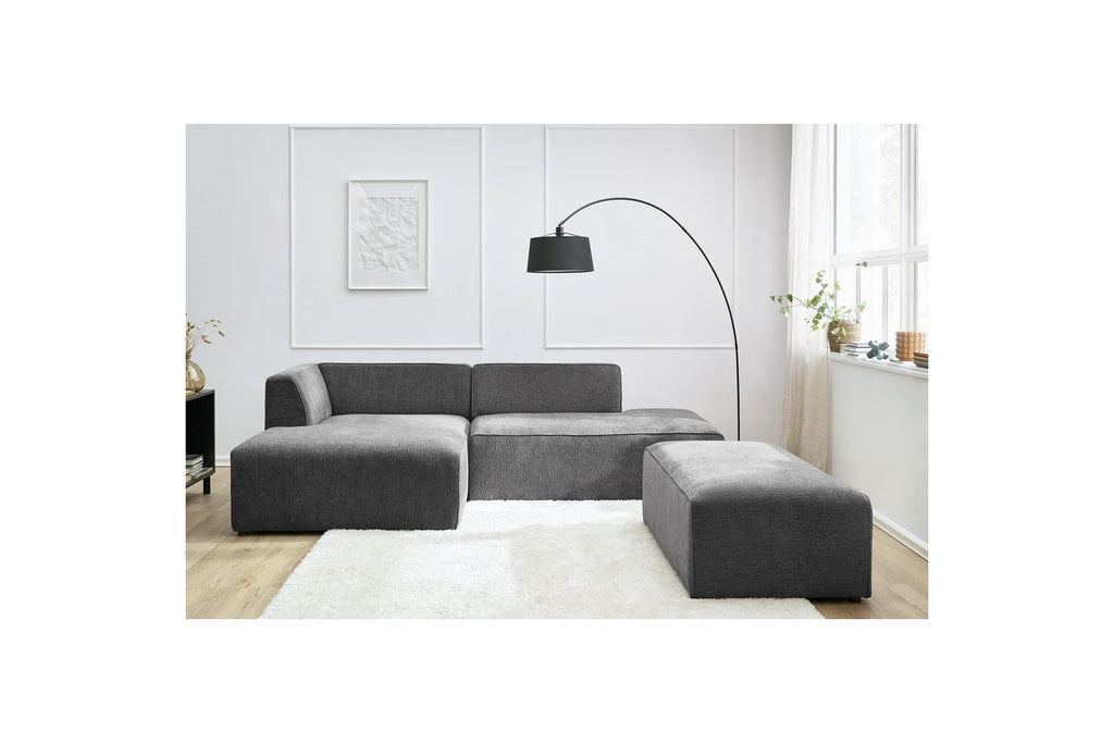 Canapé d'angle fixe modulable MEGEVE tissu texturé avec pouf - Angle gauche - BOBOCHIC - The Bradery