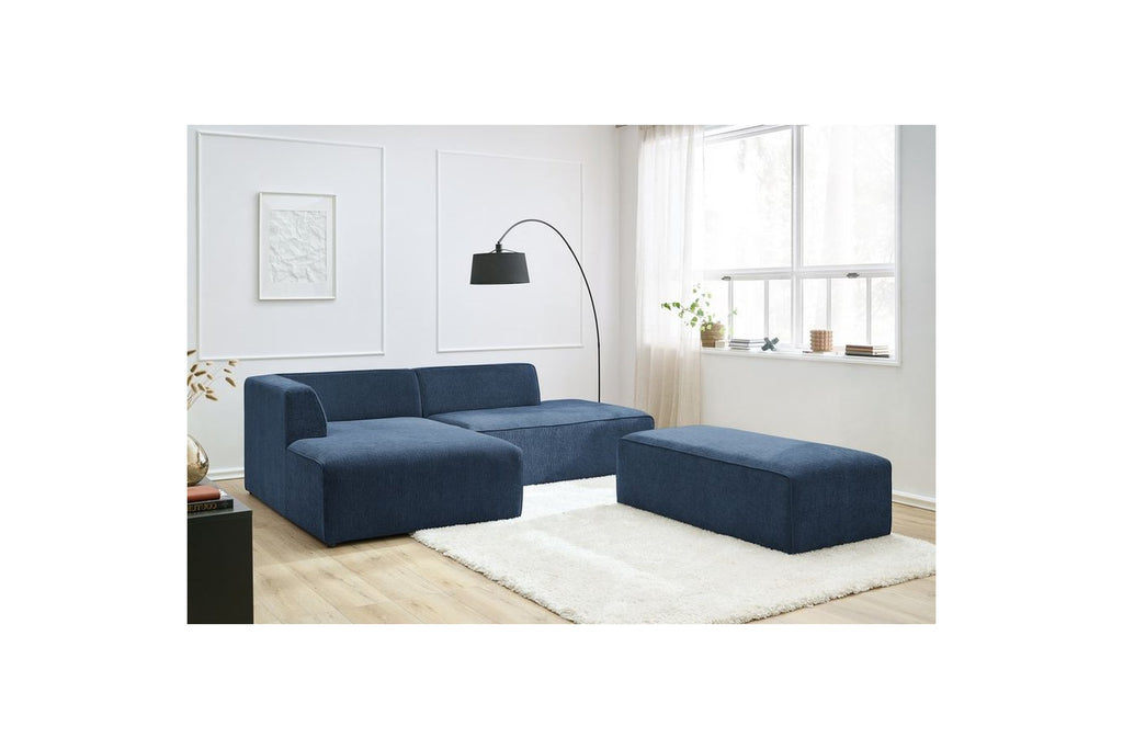 Canapé d'angle fixe modulable MEGEVE tissu texturé avec pouf - Angle gauche - BOBOCHIC - The Bradery