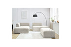 Canapé d'angle fixe modulable MEGEVE tissu texturé avec pouf - Angle gauche - BOBOCHIC - The Bradery