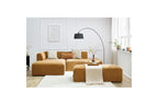 Canapé d'angle fixe modulable MEGEVE tissu texturé avec pouf - Angle gauche - BOBOCHIC - The Bradery