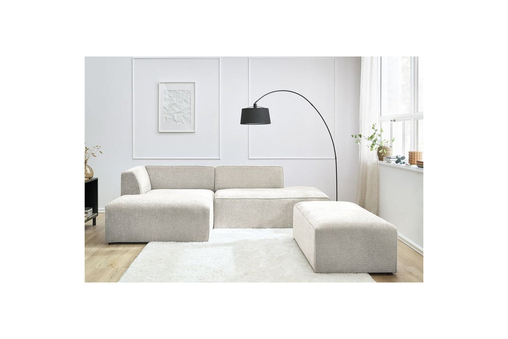 Canapé d'angle fixe modulable MEGEVE tissu texturé avec pouf - Angle gauche - BOBOCHIC - The Bradery