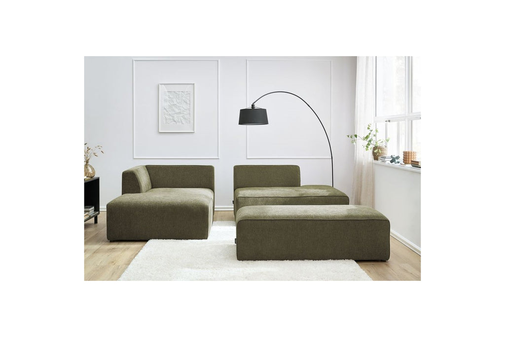 Canapé d'angle fixe modulable MEGEVE tissu texturé avec pouf - Angle gauche - BOBOCHIC - The Bradery
