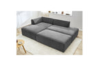 Canapé d'angle fixe modulable MEGEVE tissu texturé avec pouf - Angle gauche - BOBOCHIC - The Bradery