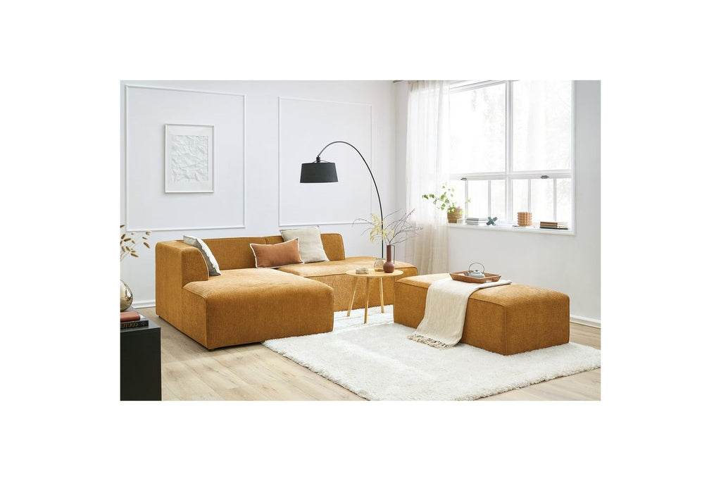 Canapé d'angle fixe modulable MEGEVE tissu texturé avec pouf - Angle gauche - BOBOCHIC - The Bradery