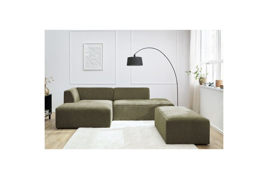 Canapé d'angle fixe modulable MEGEVE tissu texturé avec pouf - Angle gauche - BOBOCHIC - The Bradery