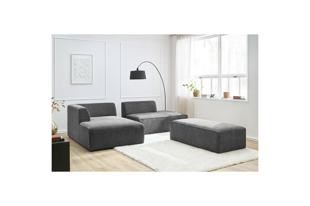 Canapé d'angle fixe modulable MEGEVE tissu texturé avec pouf - Angle gauche - BOBOCHIC - The Bradery