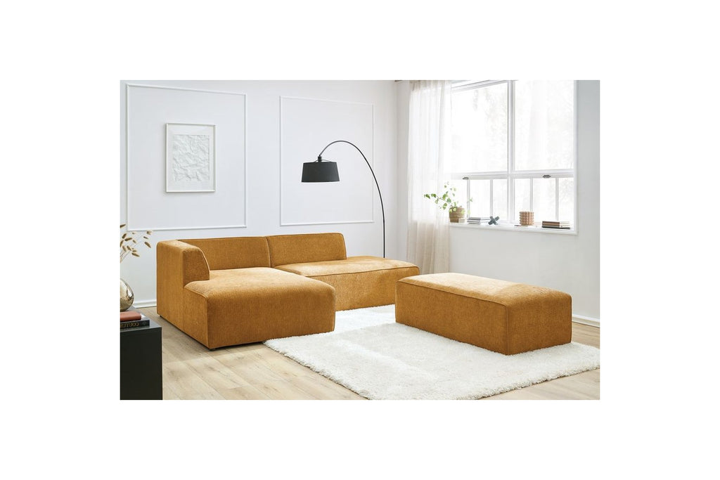 Canapé d'angle fixe modulable MEGEVE tissu texturé avec pouf - Angle gauche - BOBOCHIC - The Bradery