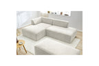 Canapé d'angle fixe modulable MEGEVE tissu texturé avec pouf - Angle gauche - BOBOCHIC - The Bradery