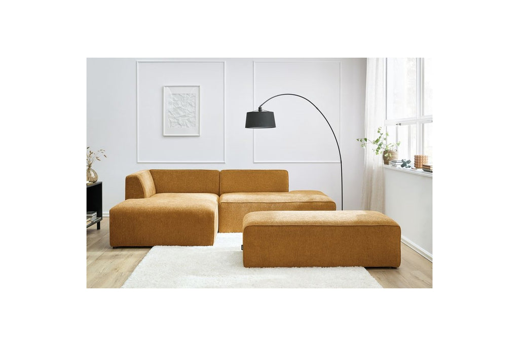 Canapé d'angle fixe modulable MEGEVE tissu texturé avec pouf - Angle gauche - BOBOCHIC - The Bradery