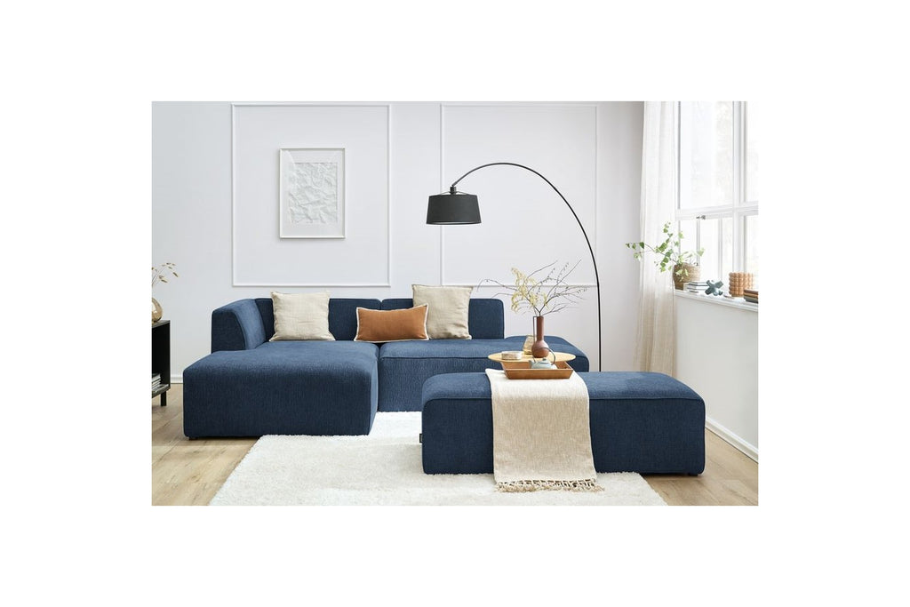 Canapé d'angle fixe modulable MEGEVE tissu texturé avec pouf - Angle gauche - BOBOCHIC - The Bradery