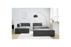 Canapé d'angle fixe modulable MEGEVE tissu texturé avec pouf - Angle gauche - BOBOCHIC - The Bradery