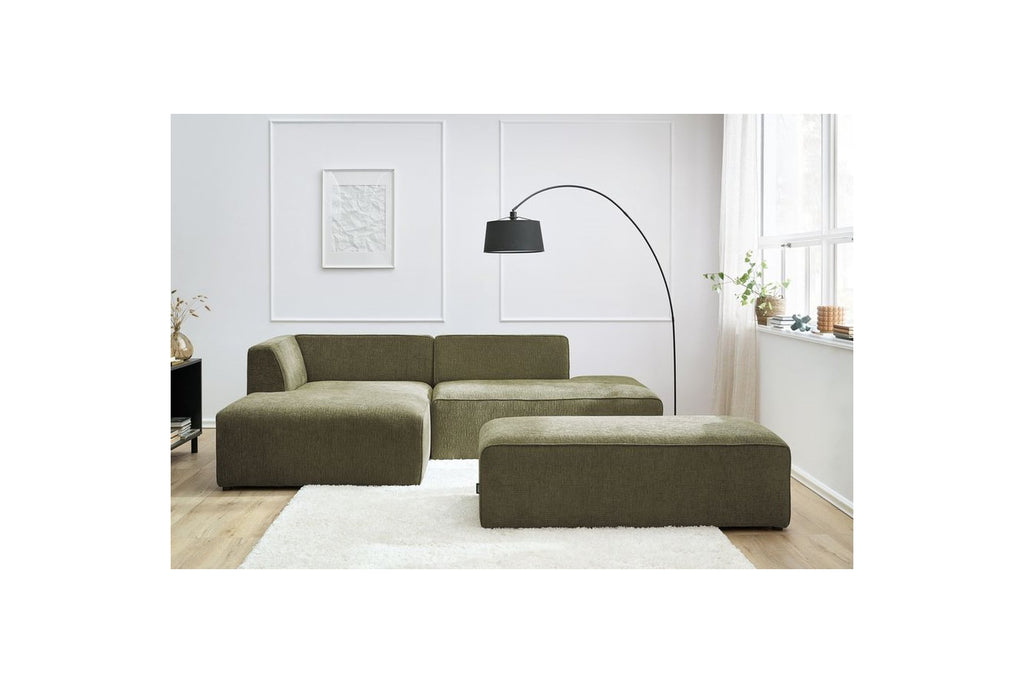 Canapé d'angle fixe modulable MEGEVE tissu texturé avec pouf - Angle gauche - BOBOCHIC - The Bradery