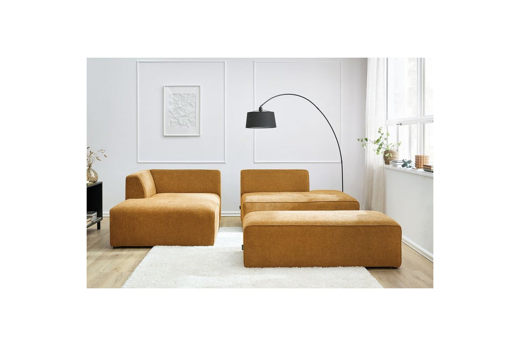 Canapé d'angle fixe modulable MEGEVE tissu texturé avec pouf - Angle gauche - BOBOCHIC - The Bradery