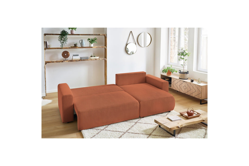 Canapé d'angle réversible convertible coffre ENVY velours côtelé - BOBOCHIC - The Bradery