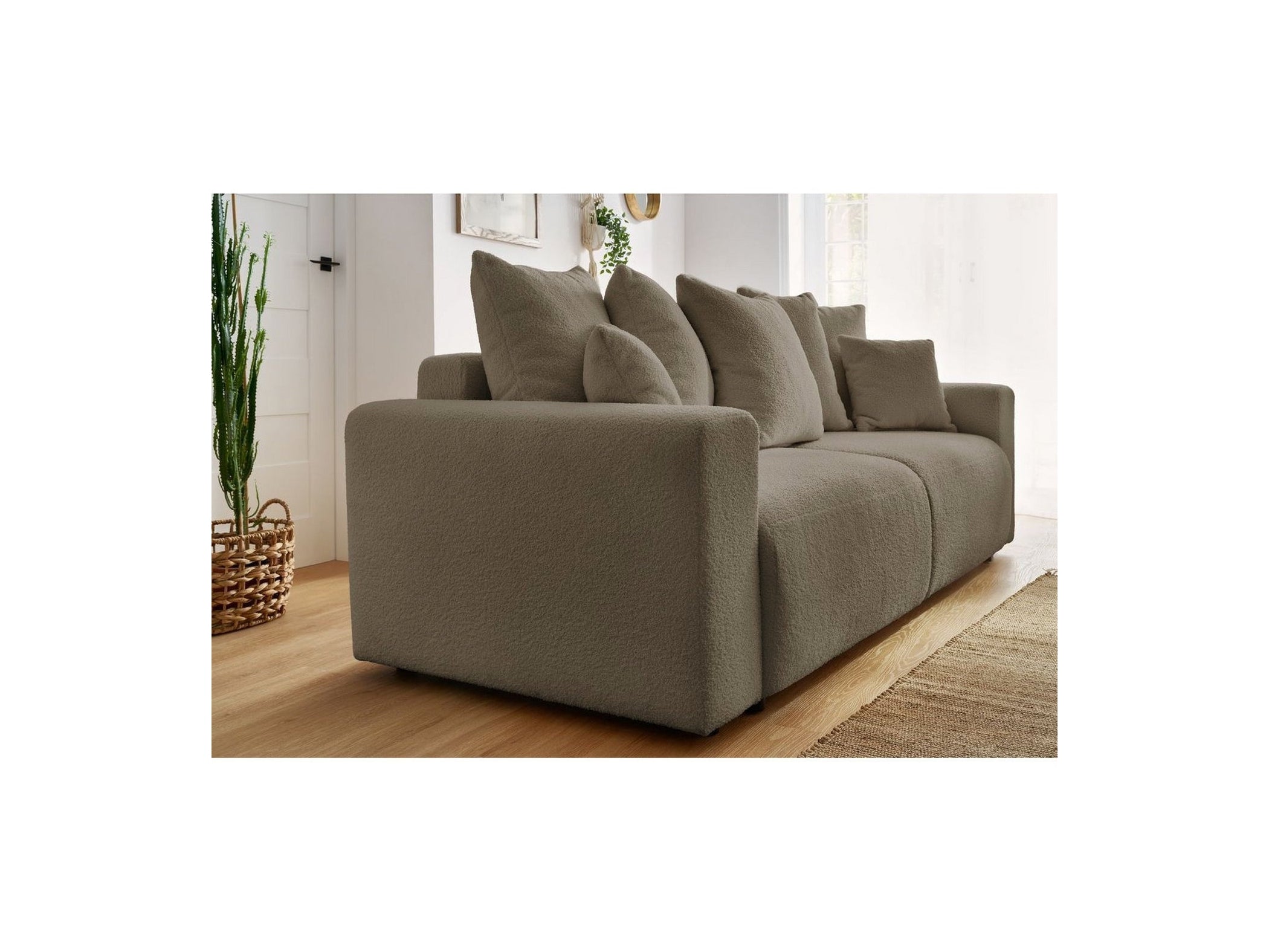 Canapé droit convertible coffre ENVY tissu bouclette doux - BOBOCHIC - The Bradery