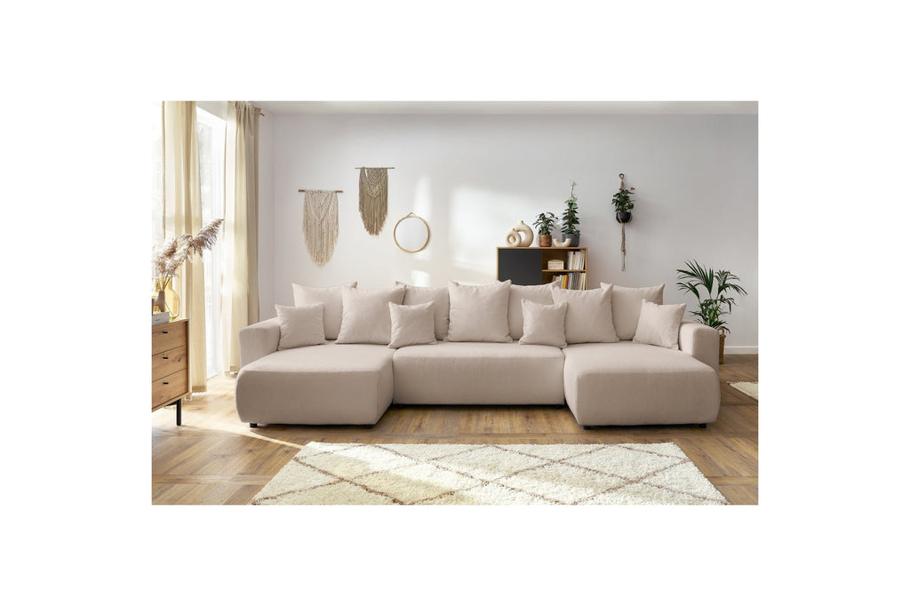Canapé panoramique convertible coffre ENVY tissu bouclette - Panoramique - BOBOCHIC - The Bradery