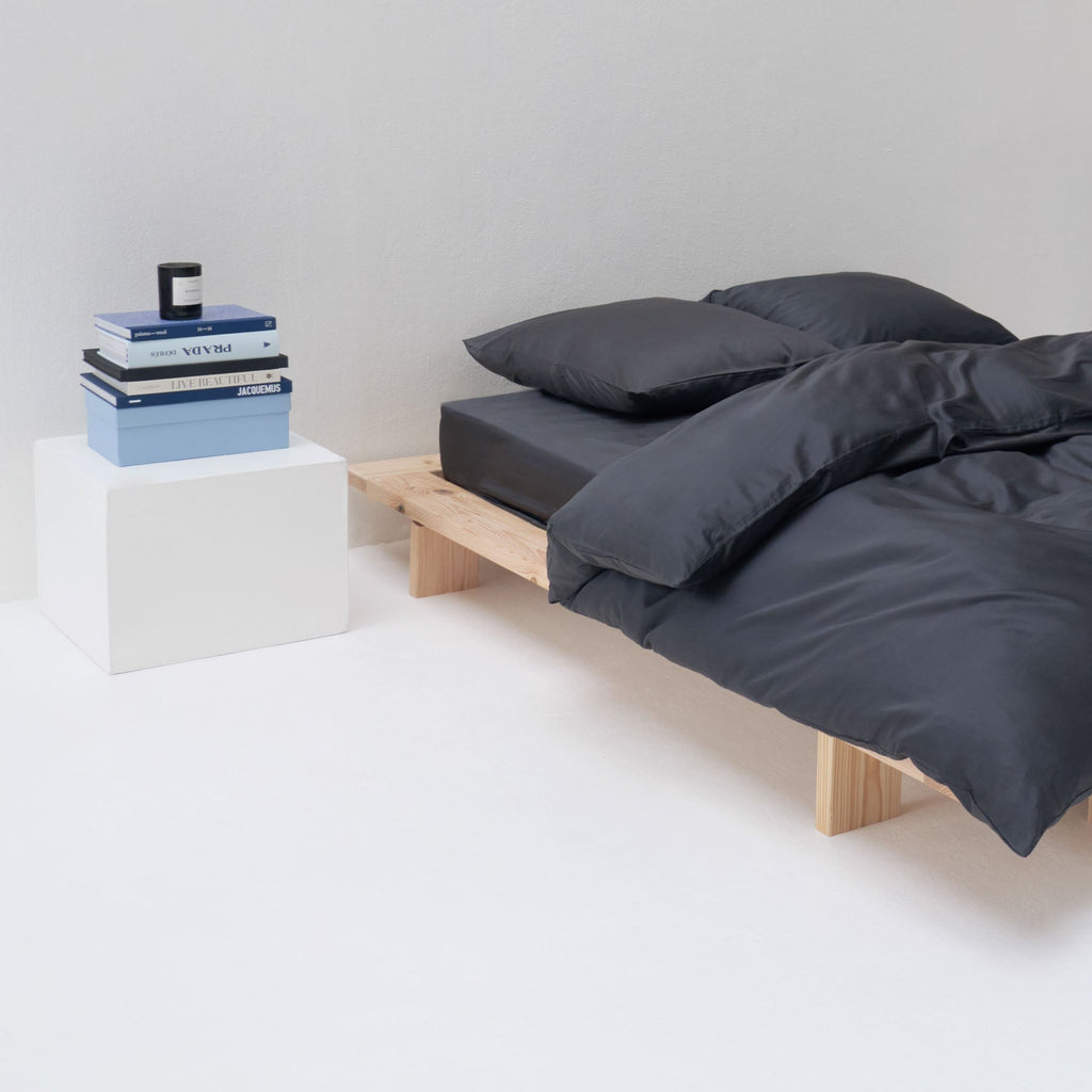 Cotton Satin Fitted Sheet - Graphite - MOST - The Bradery