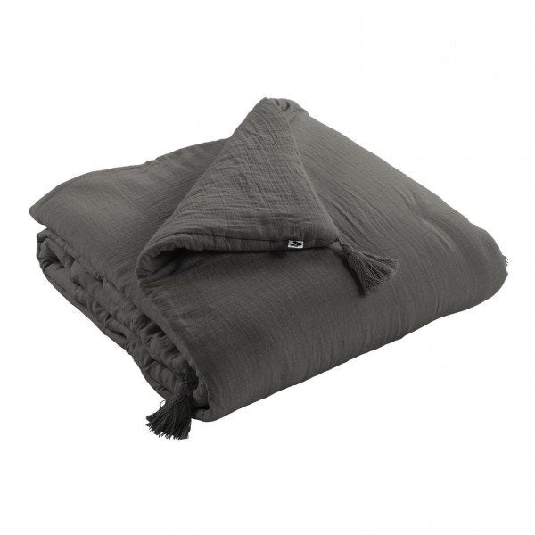 Edredon Gaze De Coton 150 x 150 cm Gaia Granit - L'Effet Papillon - The Bradery