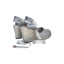 Espadrille Talon Haut Marbella Ruban - Lin Argenté - Femme ESPADRILLE TALON HAUT 8 centimètres plateforme de 2 centimètres Escadrille