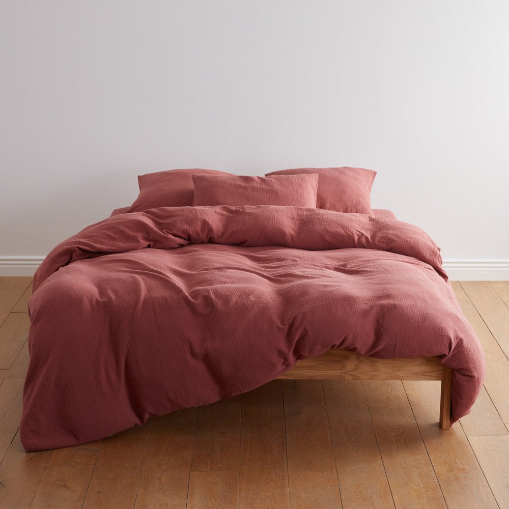Duvet Cover - In Cotton Gauze - Brick Pink