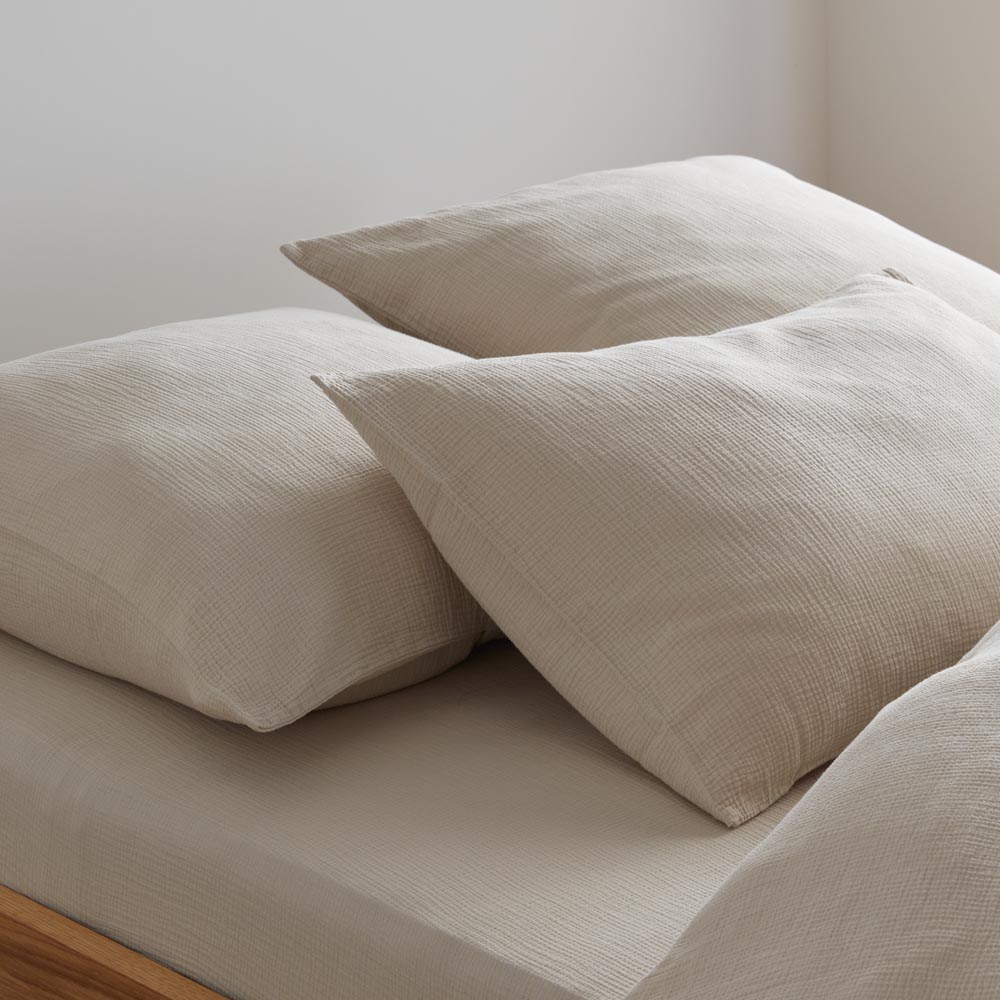 2 Fundas de Almohada - Gasa de Algodón - Arena
