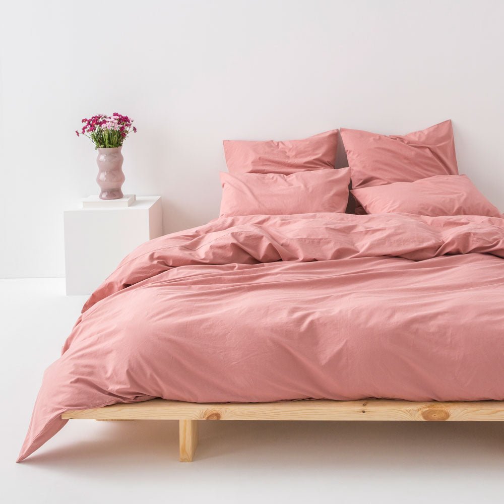 Washed Cotton Percale Duvet Cover - Dusty Pink - MOST - The Bradery