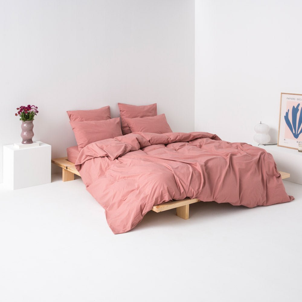 Washed Cotton Percale Duvet Cover - Dusty Pink - MOST - The Bradery