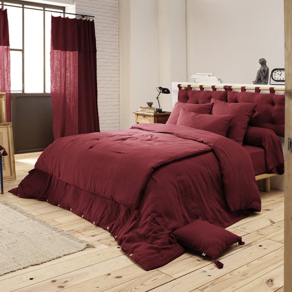 Gaia Cotton Gauze Duvet Cover Wine Red - The Butterfly Effect - The Bradery