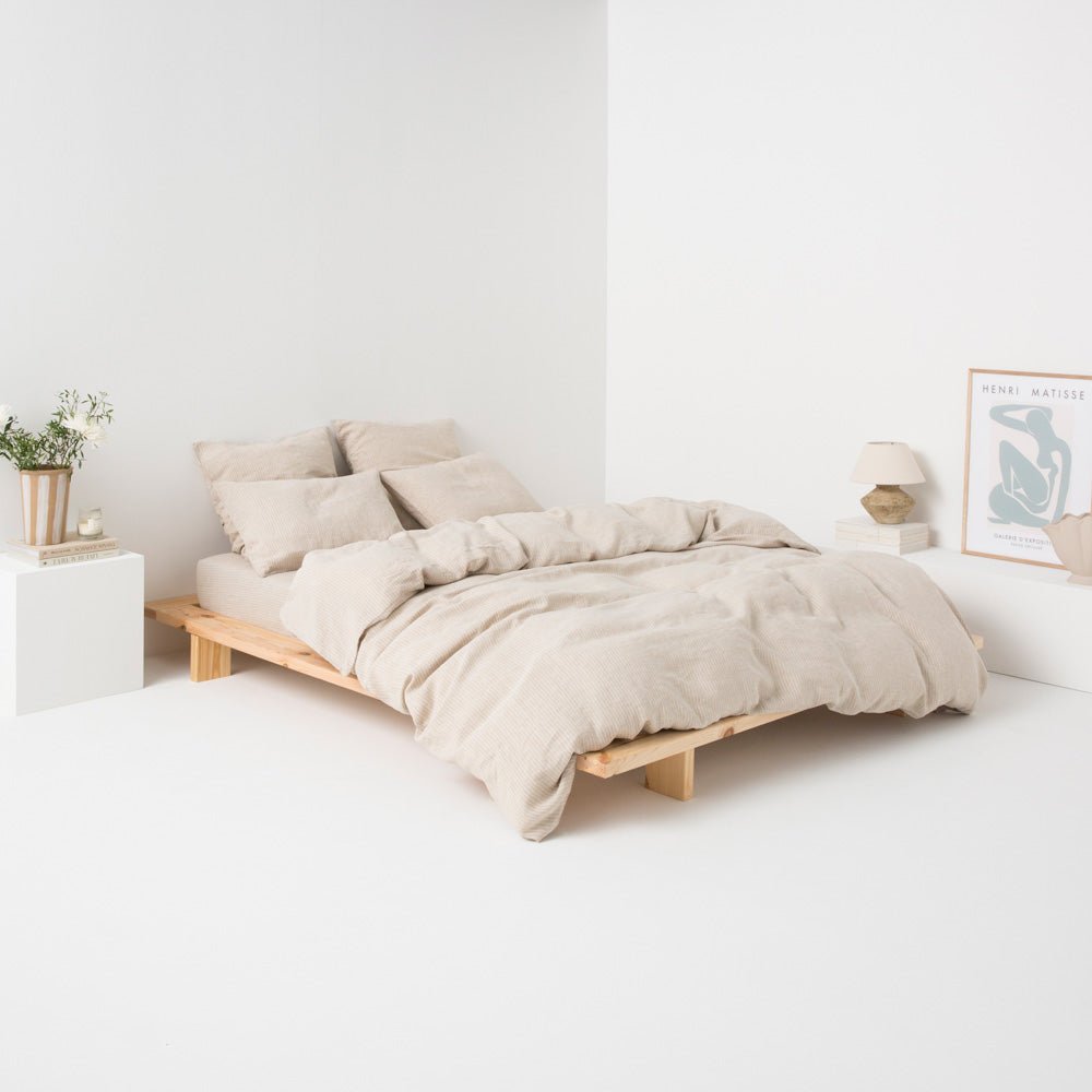 Duvet Cover - Washed Linen - White Stripes
